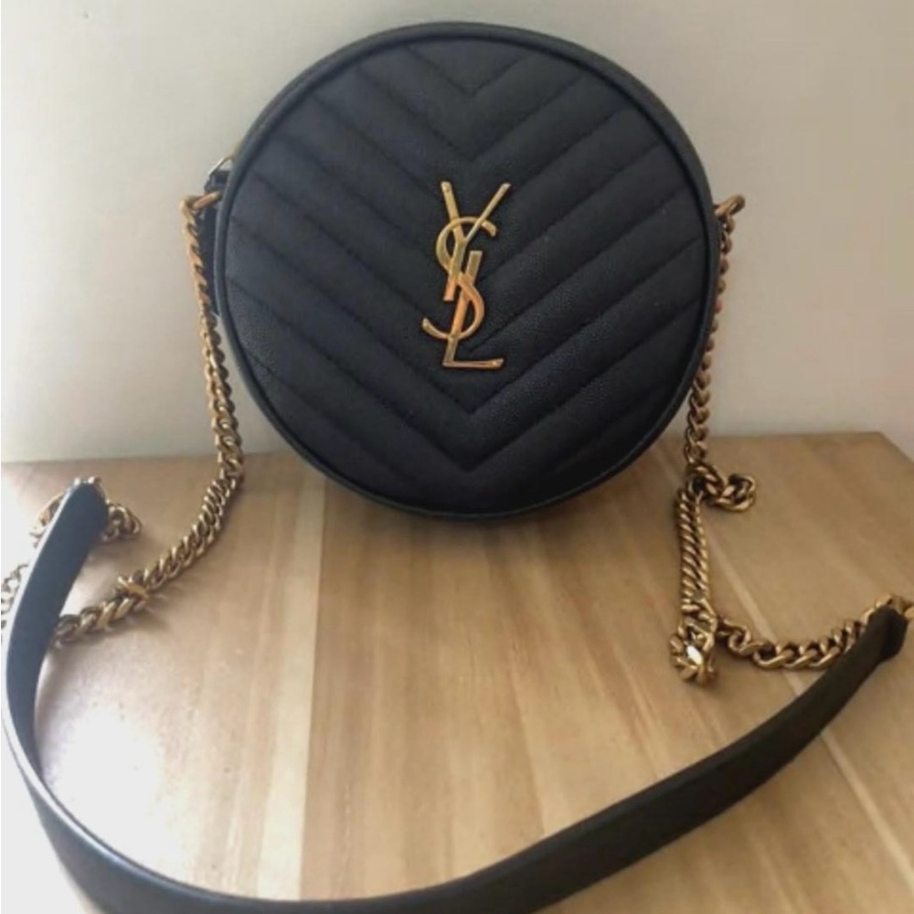 Yves Saint Laurent Quilted Black Crossbody Bag with Gold Chain